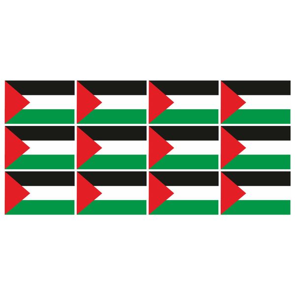 Mini Aufkleber Set - Pack glatt - 50x31mm - selbstklebender Sticker - Palestina - Flagge - Banner - Standarte fürs Auto, Büro, zu Hause und die Schule - 12 Stück