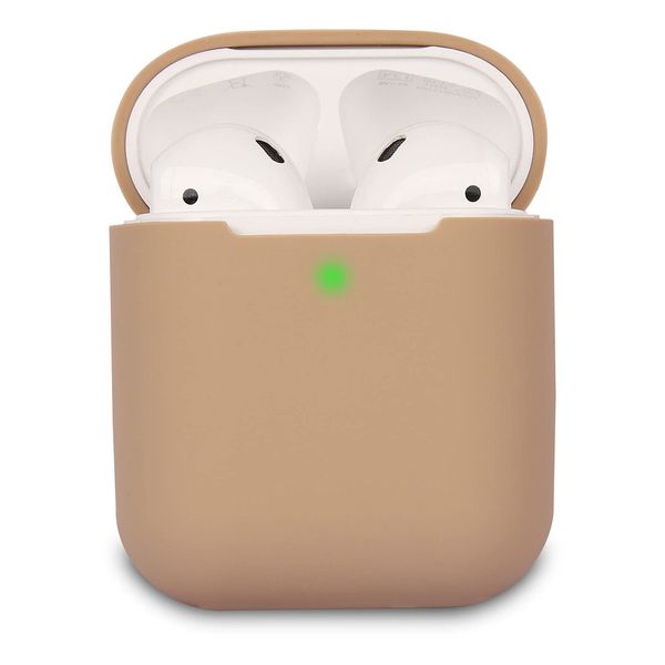 KOKOKA Case Cover Compatible with AirPods 2, Silicone Shockproof Case Cover for Airpods 2 [Front LED Visible][Support Wireless Charging] Milk Tea