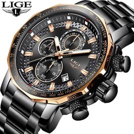 Relogio Masculino New Mens Watches LIGE Top Brand Leather