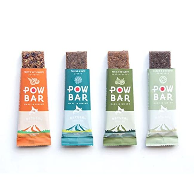 POW BAR Pawbar, Trial 4 Flavors, Set of 4 (Trail Running, Tolerun, Running, Supplementary, Vegan, Organic Energy Bar, Sugar-free)