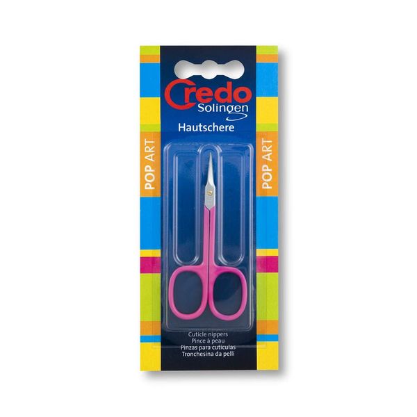 Credo Cuticle Scissors 8 cm Pop Art with Tower Tip Matt Chrome Pink