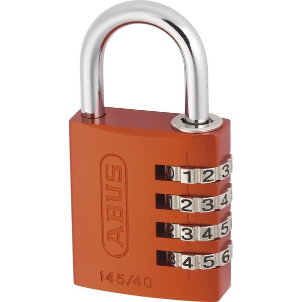 ABUS Combination Lock 145/40 Orange - Luggage Lock, Locker Lock and Much More. - Aluminium Padlock - Individually Adjustable Numerical Code - ABUS Security Level 4