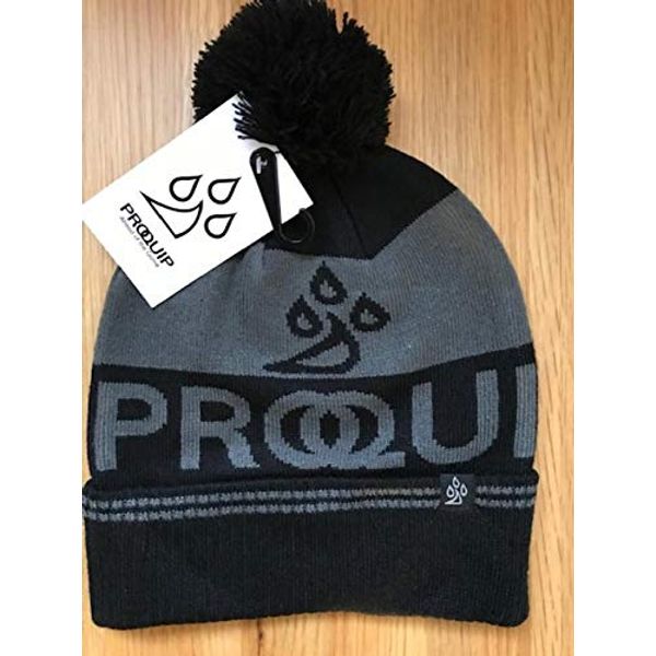PROQUIP GOLF WINTER BOBBLE HAT. BLACK/GREY.