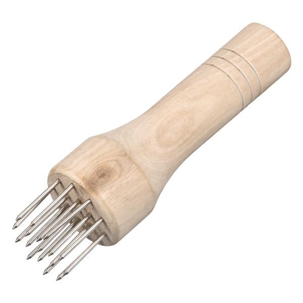 sourcing map Stainless Steel Meat Tenderizer, Meat Mallet Needle Nails Kitchen Tools with Wooden Handle for Tenderizing Meats Steak Fish Chicken, White