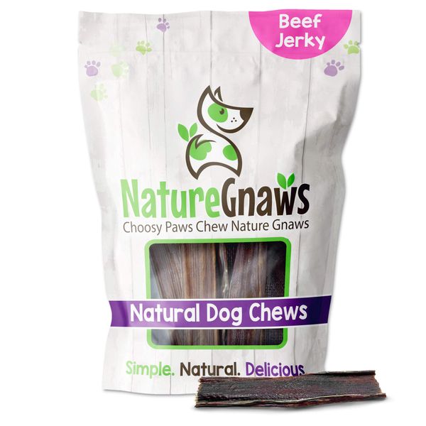 Nature Gnaws - Beef Jerky Chews for Small Dogs - Premium Natural Beef Gullet Sticks - Simple Single Ingredient Tasty Dog Chew Treats - Rawhide Free - 4-5 Inch