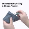 bqover Double Microfiber Suede Pouch, Soft Eyeglasses/Sunglasses Pouch with Removable Adjustable Strap, Grey, Medium