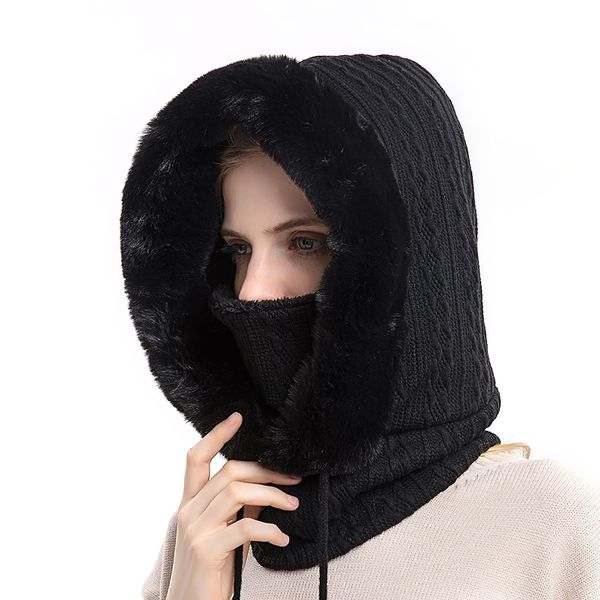 TAGVO Sturmhaube Gesichtsmaske Damen, Warme Balaclava Gesichtsmaske Winddichte Vollgesichtsmaske, Verstellbare Skimaske Kapuzenschal, Winter Fleecemütze für Skifahren Radfahren - Universalgröße