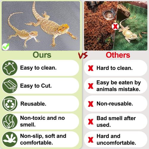 TCYPUHL Reptile Carpet,Bearded Dragon Tank Accessories,Reptile Mat, Leopard Gecko Substrate,Bearded Dragon Tank Flooring,Snake,Tortoise Bedding(18" × 79 ", 1 PCS Grey Thicker Mat)