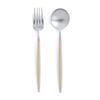 Cutipol GOA Ivory Matte Silver Dessert Fork Spoon Set