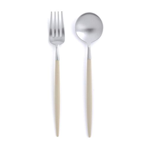 Cutipol GOA Ivory Matte Silver Dessert Fork Spoon Set