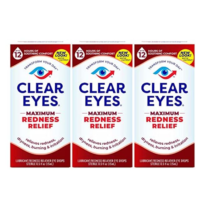 Clear Eyes | Redness Relief Eye Drops | 0.5 fl oz | Pack of 3