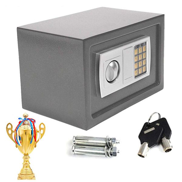 Electronic Home Mini Safe Box Digital Steel Money Cash Safe with 2 Keys 4.6 Litre Volume Grey, Safety Box Electronic Lock Safes Home Office Digital Money Cash Deposit Jewelry Document Storage Box