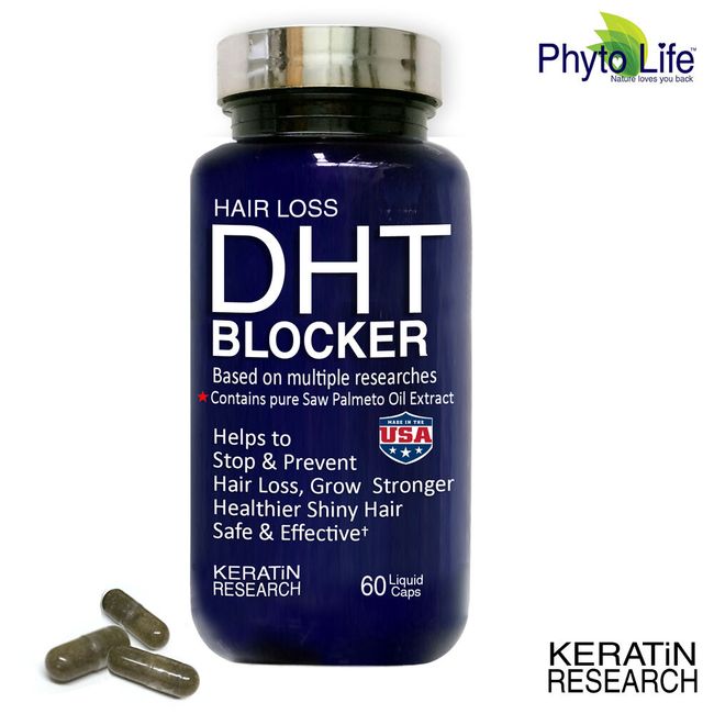 DHT BLOCKER All Natural Ingredients Prevent Hair Loss contain Saw Palmetto Oil