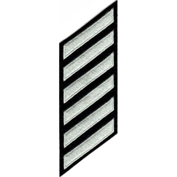 Uniform Service Hash Marks - LAPD Silver Grey on Black Felt Backing - 6 Hashes