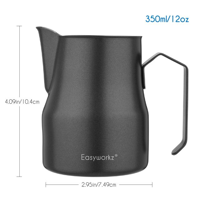 Easyworkz Milk Pitcher Jug Stainless Steel Latte Art Coffee Cup 350ml Black