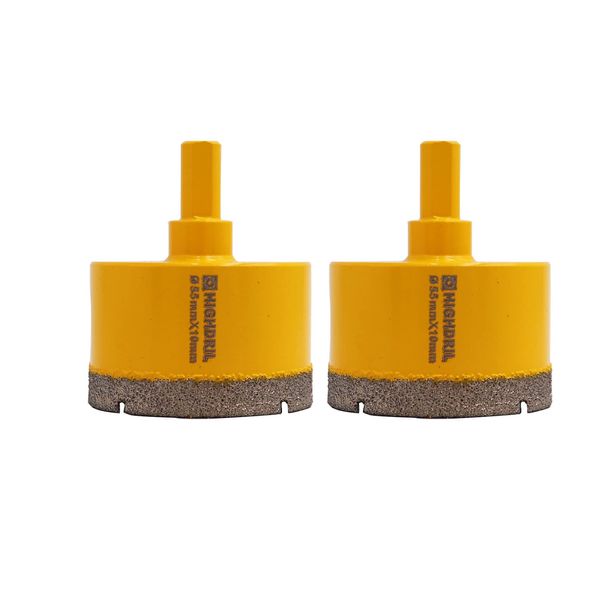 HIGHDRIL 2Pcs Diamond Core Drill Bit,Diameter 55mm Vacuum Brazed Hole Saw for Concrete Granite Marble Glass Porcelain Tile Masonry Brick,Triangle shanks