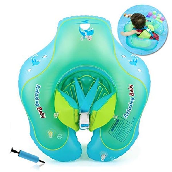 Inflatable Baby Float with Canopy 3-6-12 Months Baby Boy Girl Infant Toddler Pool Float Baby Swimming Float Ring, Baby Inflatable Seat Swimming with Shade Canopy for Baby Boy Girl 6-12-18-36 Months