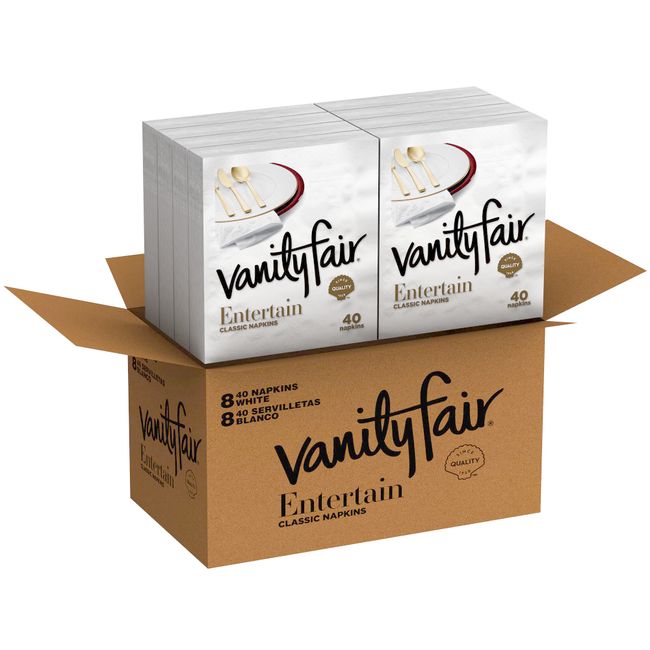 Vanity Fair Entertain Paper Napkins, 3-Ply Disposable Napkins, Dinner Size , 40 Count (Pack of 8)