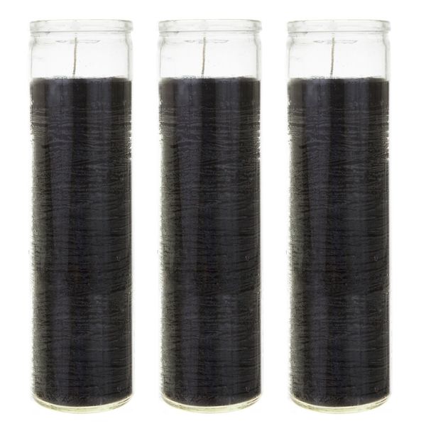 Mega Candles - Unscented 2"x 8" Tall Prayer Container Candle - Black, 3PCS