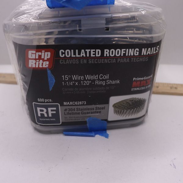 (600-Pk) Grip Rite Prime Guard Coil Roofing Nail Stainless Steel 1-1/4" x 0.120"