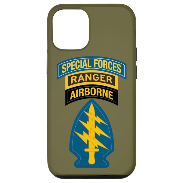 iPhone 12/12 Pro US Special Forces Patch - SF Ranger Tab - Green Beret OD Smartphone Case