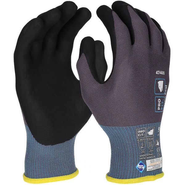 PRO FIT Nitril Handschuhe, Maxim cool, grau/schwarz, Arbeitshandschuhe Herren, Gr. 9, 12 Paar