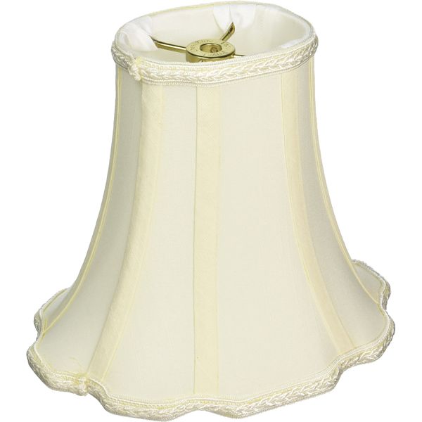 Royal Designs Scalloped Oval Bell Designer Lamp Shade, Eggshell, (4 x 3) x (8 x 6) x 7