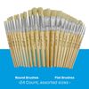 Sax White Bristle Flat and Round Brushes - Assorted Sizes - Set of 24