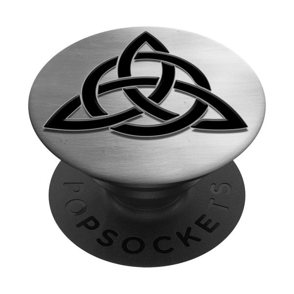 Black Triquerta Celtic Knot Trinity Knot Popsocket PopSockets PopGrip: Ausziehbarer Sockel und Griff für Handys/Tablets mit Tauschbarem Top