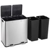 2×8 Gal Dual Trash Can Double Compartment Trash Garbage Can for Kitchen Silver