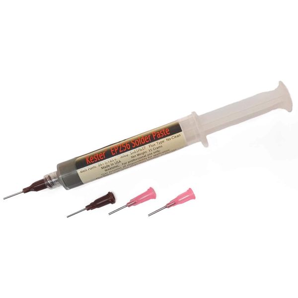 Kester EP256 Solder Paste, No-Clean 63/37, Syringe Dispenser
