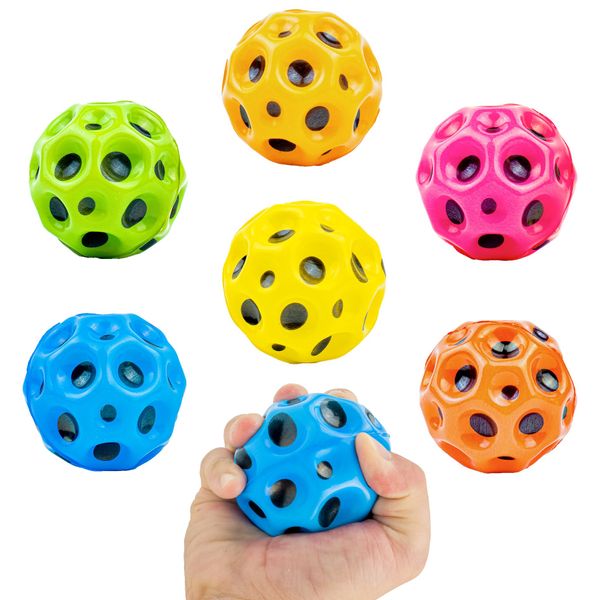 6 Pack Space Balls Extreme High Bouncing Ball Meteor Space Ball, Rubber Bounce Ball Stress Relief Toy,Cool Tiktok Pop Bouncing Training Ball, Multicolored Spaceballs, Easy to Grip & Catch