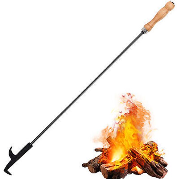 Long Fire Pit Poker Stick Fireplace Heavy Duty Steel Wood Stove Campfire Camping