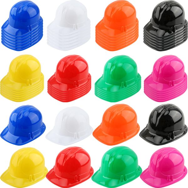 56 Pieces Kids Toy Construction Hats Bulk Plastic Construction Hats Worker Hard Hat for Boys Girls Party Supplies (Multicolor (8 Colors))