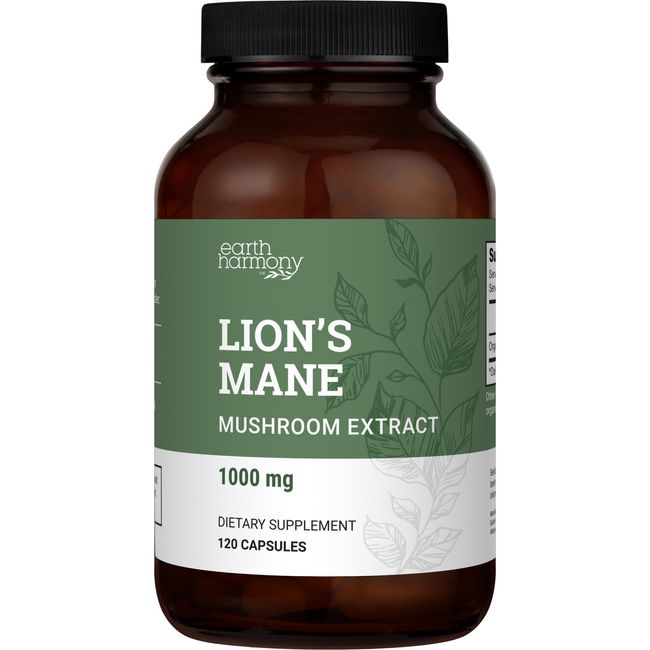 Organic Lion's Mane Mushroom Supplement (1000 mg) - 120 Capsules