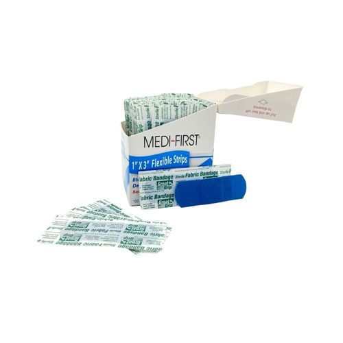 Detectable Metal Bandages, Cloth Bandaid Strip, Blue, 1x3 Inch, 100 Pack