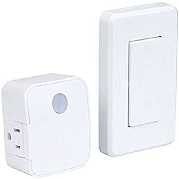 Westek Indoor Wireless Light Switch and Receiver Kit – No Wiring Required, Up To 100ft Distance – The Easy Way to Add a Switched Outlet, Ideal for Lamps, Seasonal Lighting, Small Appliances