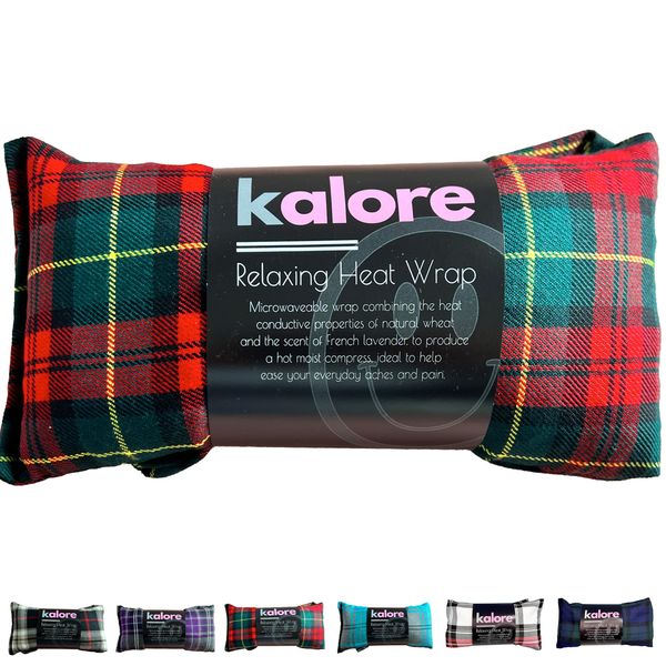 Wheat Bags Microwavable Neck and Shoulder Wrap - Scented Lavender Heat Bags Microwavable for Body Relaxation - Tartan Cotton Fabric & UK Wheat Heat Bags Microwavable Compress by Kalore - Red