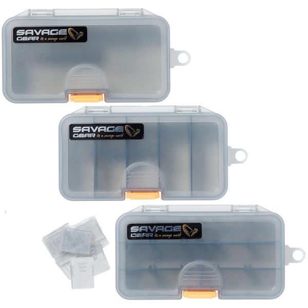 Savage Gear Kunstköderboxen 13,8x7,7x3,1cm Lurebox Smoke Combi Kit - 3 Tackleboxen