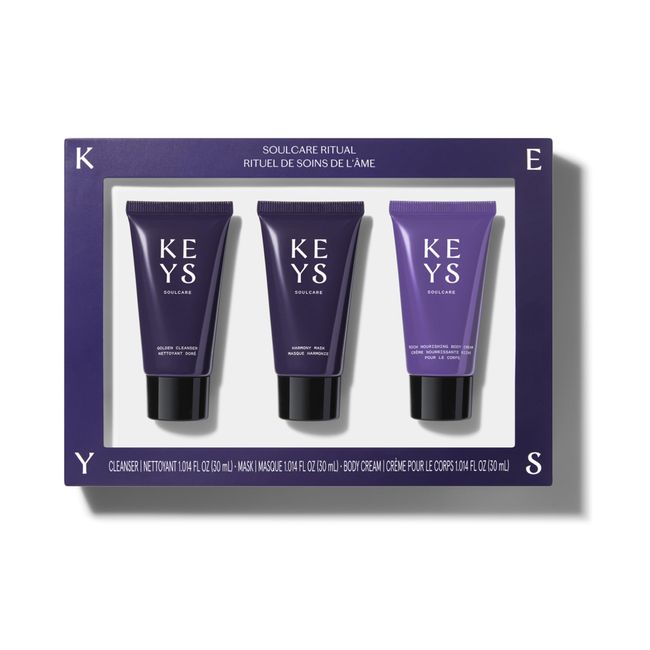 Keys Soulcare Soulcare Set, Trio Includes Golden Cleanser, Harmony Mask & Body Cream, Cleanses, Moisturizes, Calms & Soothes Skin + Body, Cruelty-Free