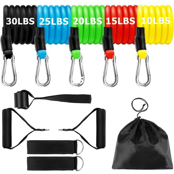 Fayet Resistance Bands Set, Exercise Resistance Bands Men Women, Resistance Bands with Handles, Fitness Resistance Tubes, Door Anchor, Workout Bands Outdoor, Home Gym Training Equipment