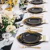 Nervure 350PCS Black Plastic Plates - Black Plastic Dinnerware Sets for 50 Gu...