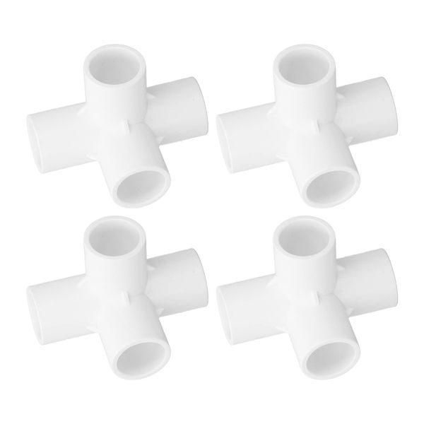 10PCS PVC Pipe Connector 25mm Inner Diameter Tee Corner Fittings Plastic Tee Fitting 4 Way PVC Fitting (White)