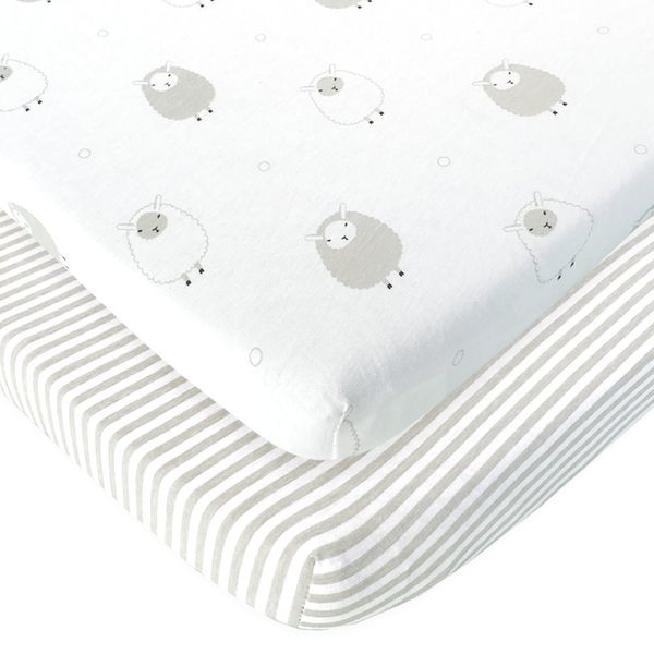 Baby Cradle Sheets Fitted 18x36x2 - Compatible with Arms Reach Co Sleeper Cambria, Clear Vue, Mini Ezee,Bassinet - Pure Jersey Cotton - Breathable | Unisex