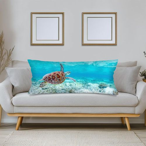 Sea Turtle Lumbar Pillow Cover 14x36 Long Body Pillow Covers for Bed Nautical Decorative Accent Throw Pillowcase,Ocean Animal Printed Pillowcases Coastal Pillows Cover for Couch,Sofa,Bedroom,Aqua Blue