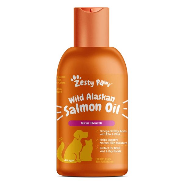 Zesty Paws Pure Wild Alaskan Salmon Oil - 8 fl oz - Skin Care for Dogs and Cats