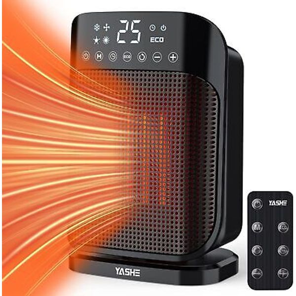 YASHE Space Heater, 1500W Portable Electric Heater for Indoor Use with Black