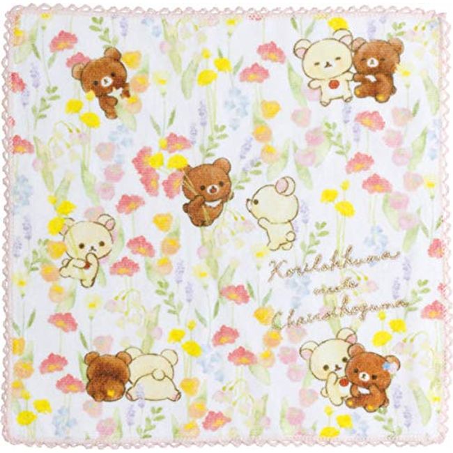 Rilakkuma Meets Chairoikoguma Mini Towel, Flower Field