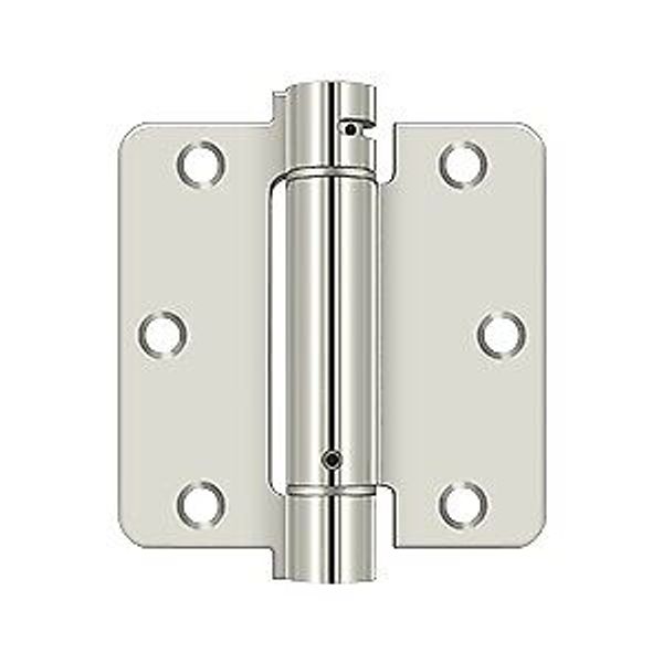 Deltana DSH35R414 3-1/2x1/4 Mortise Spring Hinge Corner Bright Nickel