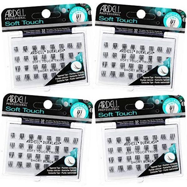 False Eyelashes Soft Touch Trios Individuals Short Black 4 Pack